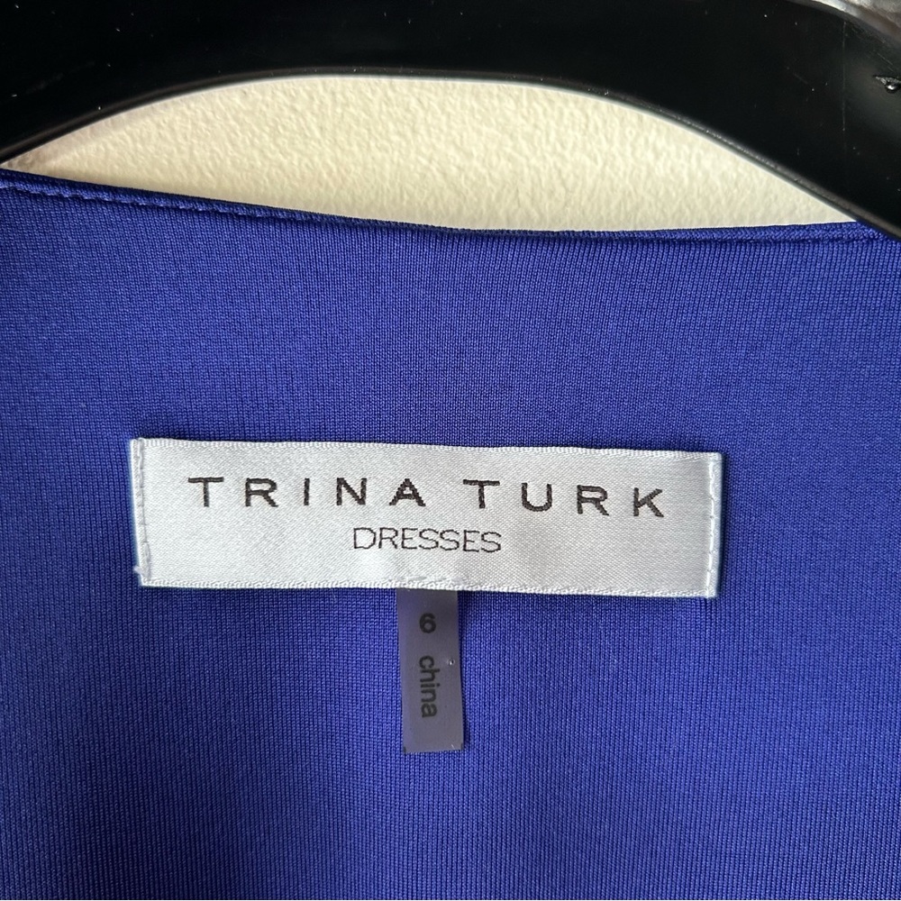 5 FOR $25 |Trina Turk Cold Shoulder Sleeves Knee Length Midi Dress Royal Blue 6 - Picture 7 of 11